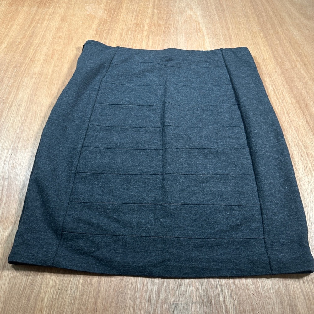 White House Black Market Pencil Skirt Women 14 Gray Tiered Professional Stretch